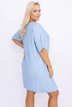 Włoski Błękitna Sukienka KIRMEN