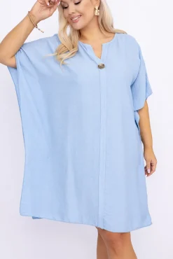 Włoski Błękitna Sukienka KIRMEN