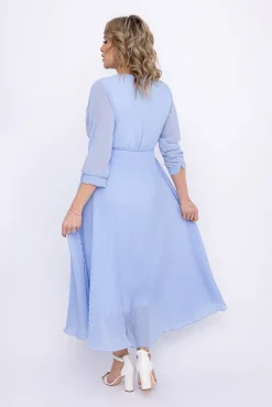 Włoski Błękitna Sukienka plisowana KEMELI