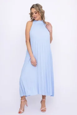 Włoski Błękitna Sukienka plisowana JAKARTA