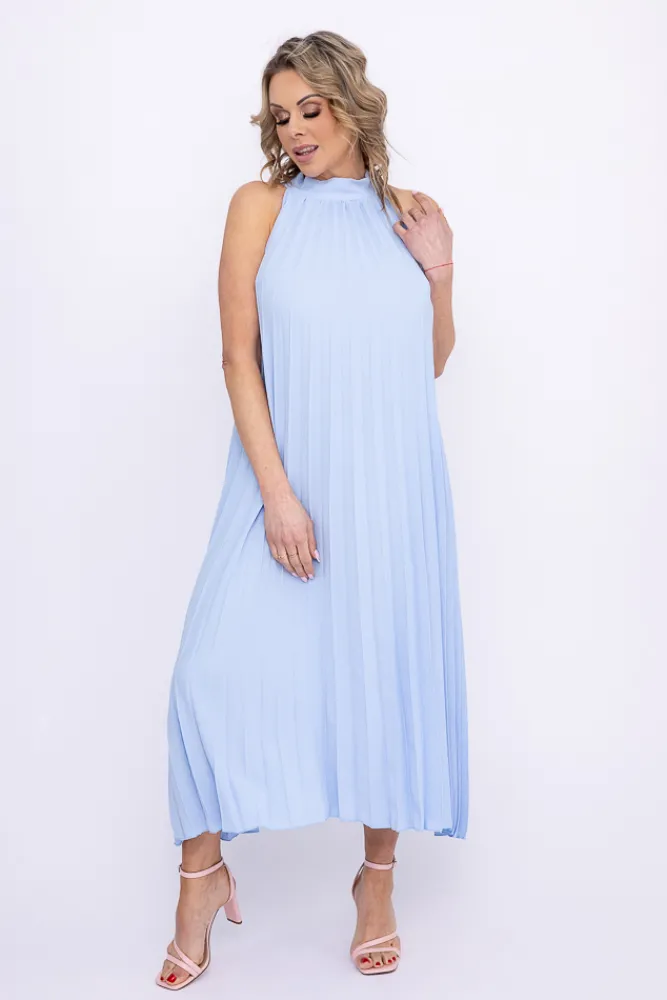 Włoski Błękitna Sukienka plisowana JAKARTA