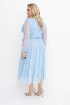 Włoski Błękitna Sukienka siateczkowa MANTARI