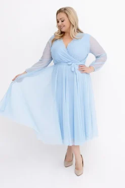 Włoski Błękitna Sukienka siateczkowa MANTARI