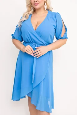 Polski Błękitna Sukienka szyfonowa PEGIO