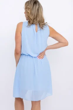 Włoski Błękitna Sukienka szyfonowa SILIEN