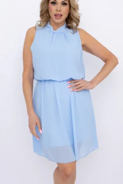 Włoski Błękitna Sukienka szyfonowa SILIEN