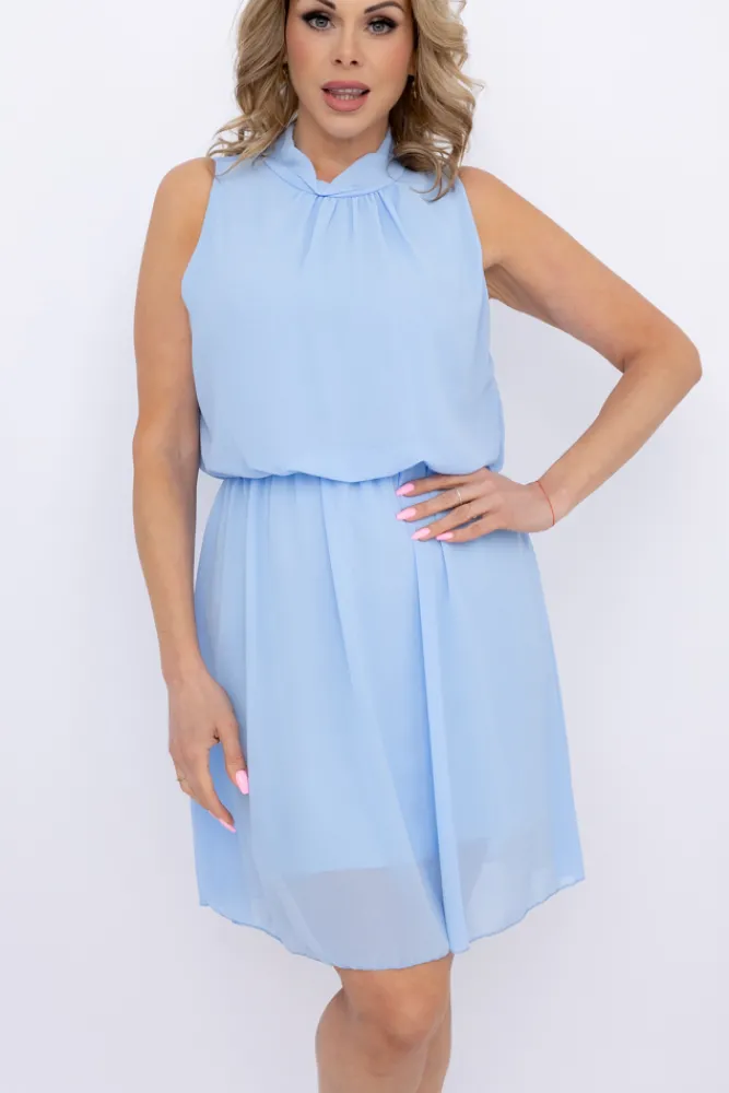 Włoski Błękitna Sukienka szyfonowa SILIEN