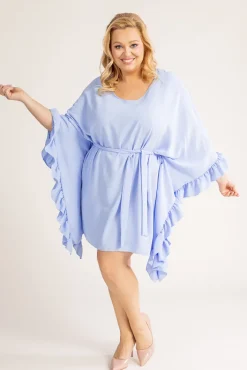 Polski Błękitna Sukienka z falbankami SELIN