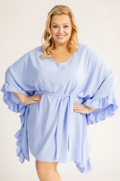 Polski Błękitna Sukienka z falbankami SELIN