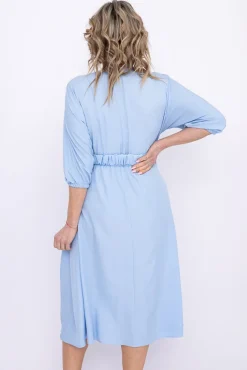 Polski Błękitna Sukienka z paskiem GESINA