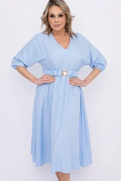 Polski Błękitna Sukienka z paskiem GESINA