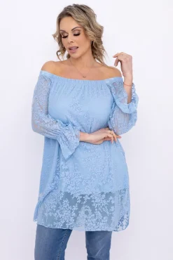 Damskie Polski Błękitna Tunika koronkowa BENITO