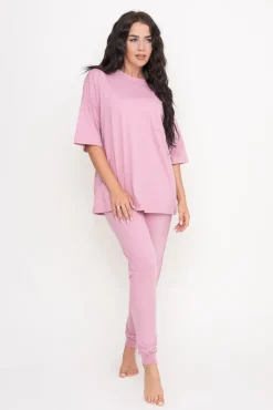 Polski Bladoróżowa Piżama z długimi spodniami REVENTI