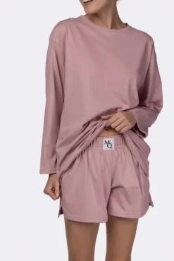 Polski Bladoróżowa Piżama z szortami LEKREZI