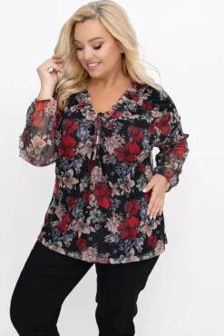 Damskie Włoski Bluzka Siateczkowa w kwiaty AZURI