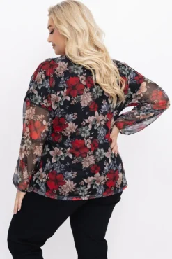 Damskie Włoski Bluzka Siateczkowa w kwiaty AZURI