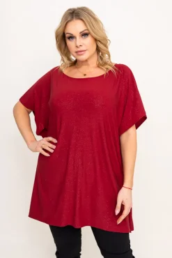 Damskie Polski Bordowa Bluzka brokatowa MALPEZA