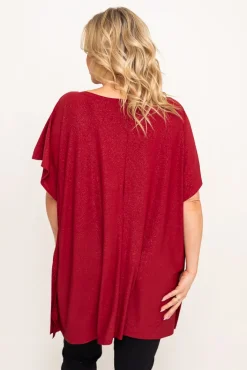 Damskie Polski Bordowa Bluzka brokatowa MALPEZA