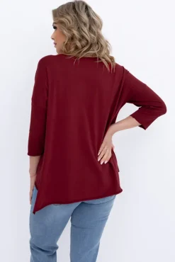 Damskie Włoski Bordowa Bluzka REVUMI Wzór 14