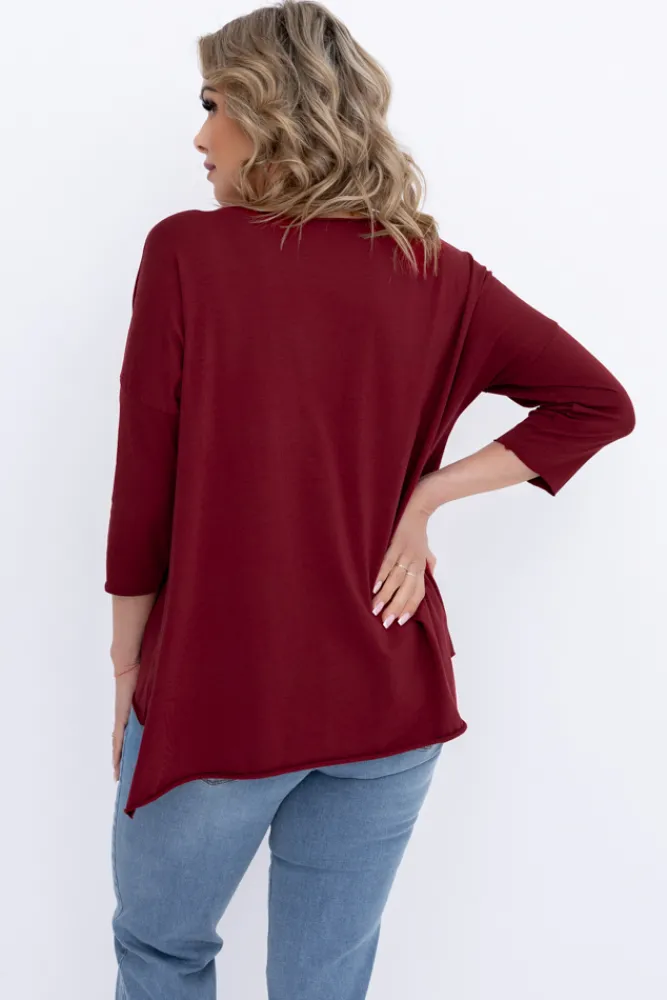 Damskie Włoski Bordowa Bluzka REVUMI Wzór 14