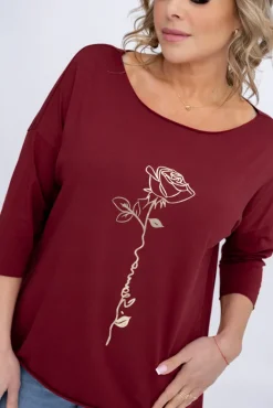 Damskie Włoski Bordowa Bluzka REVUMI Wzór 14