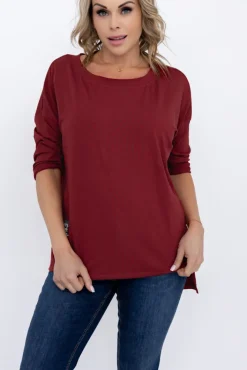 Damskie Włoski Bordowa Bluzka SALEN