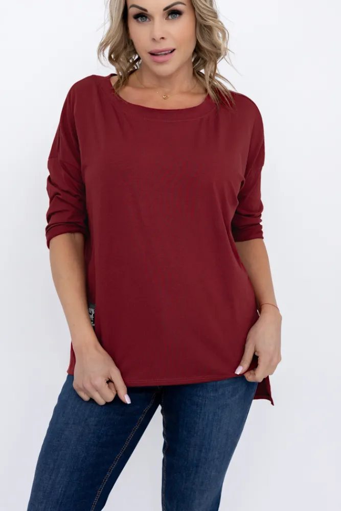 Damskie Włoski Bordowa Bluzka SALEN