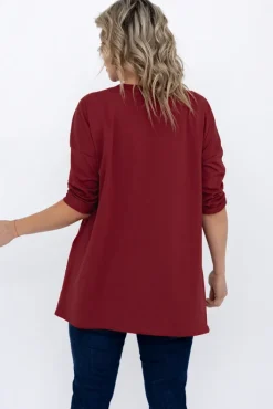 Damskie Włoski Bordowa Bluzka SALEN