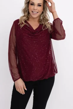 Damskie Włoski Bordowa Bluzka siateczkowa BISKIO Wzór 3