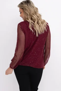 Damskie Włoski Bordowa Bluzka siateczkowa BISKIO Wzór 3