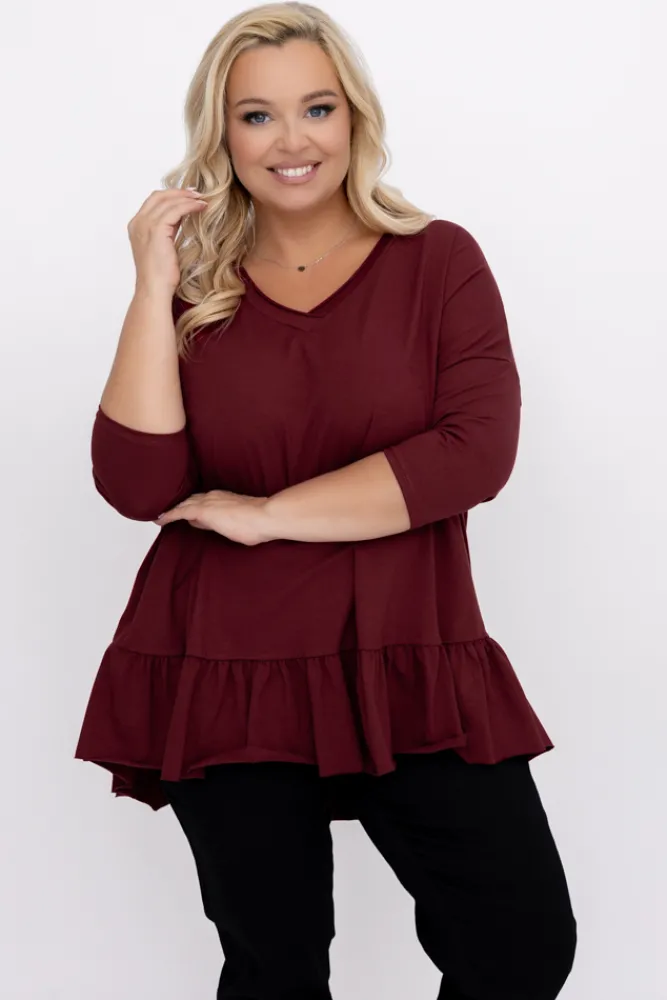 Damskie Włoski Bordowa Bluzka VEBERO