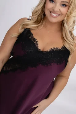 Włoski Bordowa Halka satynowa NURISEL