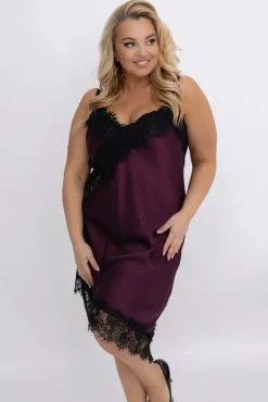 Włoski Bordowa Halka satynowa NURISEL