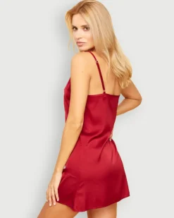 Polski Bordowa Koszula nocna satynowa VERONA