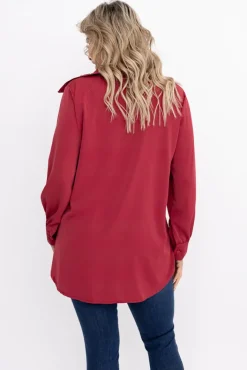 Damskie Włoski Bordowa Koszula PERMUZI