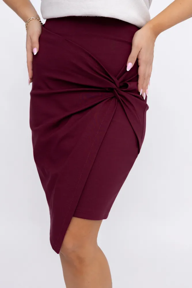 Włoski Bordowa Spódnica ołówkowa TEBERNE