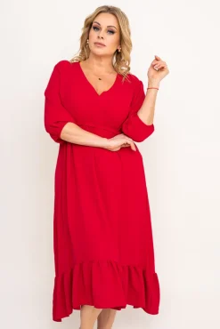 Polski Bordowa Sukienka AMOROSA