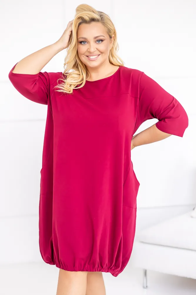 Polski Bordowa Sukienka BALIN