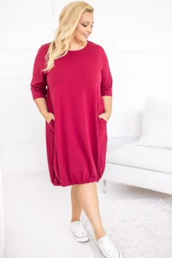 Polski Bordowa Sukienka BALIN