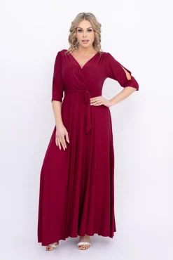 Polski Bordowa Sukienka brokatowa LESEMINA