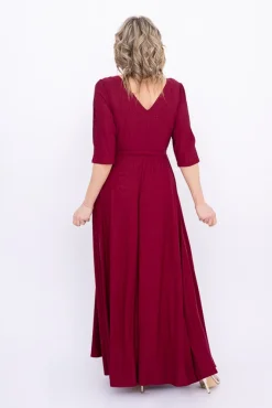 Polski Bordowa Sukienka brokatowa LESEMINA