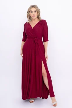 Polski Bordowa Sukienka brokatowa LESEMINA