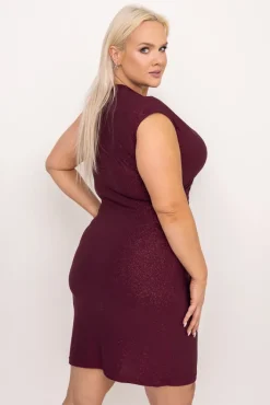 Polski Bordowa Sukienka brokatowa VENZIN