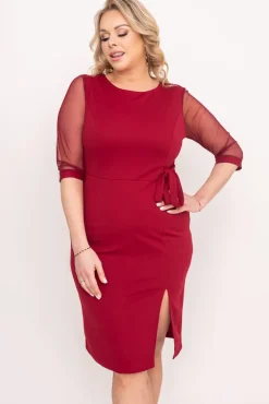 Polski Bordowa Sukienka CRAVATTA