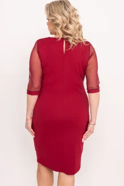 Polski Bordowa Sukienka CRAVATTA
