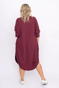 Polski Bordowa Sukienka DONNA