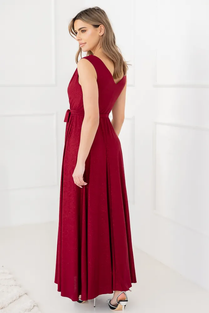 Polski Bordowa Sukienka FIANCO Maxi