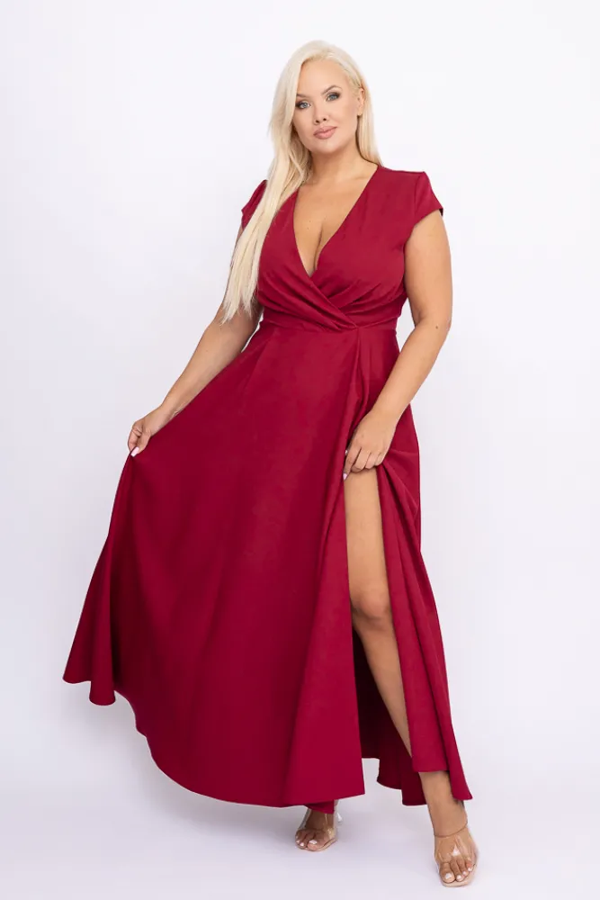 Polski Bordowa Sukienka LOREDANA