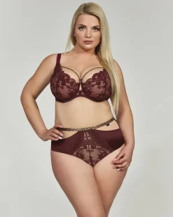 Polski Bordowe Figi SELENA Wysoki Stan