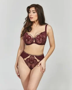 Polski Bordowe Stringi SELENA Wysoki Stan